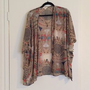 Patterned Kimono/Cover-up with Pom sleeves